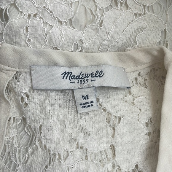 Madewell cream floral lace short sleeve blouse size medium - Picture 9 of 13